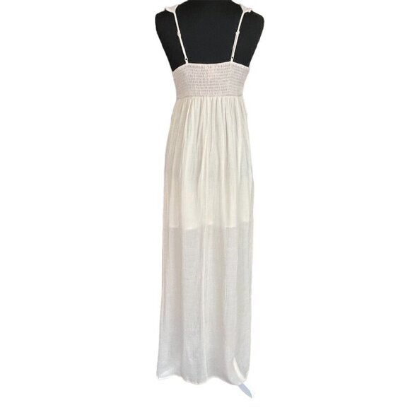 Flying Tomato Boho Sleeveless Crinkle Dress Cream Grey Size Small - Picture 6 of 9